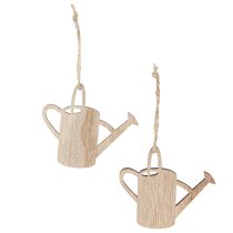 Product Decorative Hanging Watering Can Wood Decoration Natural Green 8cm 12 Pcs