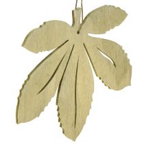 Product Decorative Hanging Wood Autumn Leaves Green Natural Brown 12x10cm 12 pcs