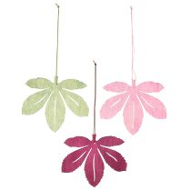 Product Decorative Hanging Wooden Autumn Leaves Pink Purple Green 12x10cm 12 pcs