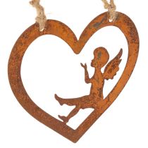 Product Decorative metal hanging ornaments, rusted finish, heart-shaped angel design, Ø15cm, 6 pieces