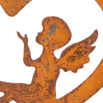 Product Decorative metal hanging ornaments, rusted finish, heart-shaped angel design, Ø15cm, 6 pieces