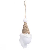 Product Decorative hanging Christmas gnome white brown H11cm 3 pcs