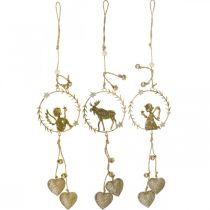 Product Deco hanger window, metal wreath Advent, angel, reindeer Ø9cm set of 3