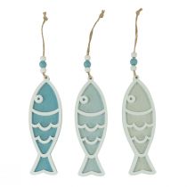 Product Decorative hanger fish wood hanging decoration maritime blue 12cm 9 pieces