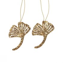 Product Deco hanger wood gingko deco gingko leaf gold 5x6.5cm 12 pieces