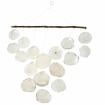 Maritime decoration hanger shell wind chimes on driftwood branch L65cm