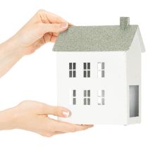 Product Decorative metal house-shaped house with windows and chimney, 22cm