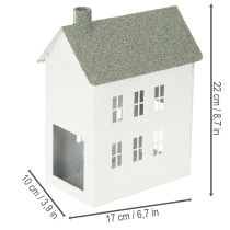 Product Decorative metal house-shaped house with windows and chimney, 22cm