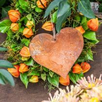 Product Decorative metal hearts, autumn decorations, decorative pendants, patina 14×15cm 6pcs