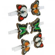 Product Decorative clip butterfly, gift decoration, spring, butterflies made of wood 6pcs