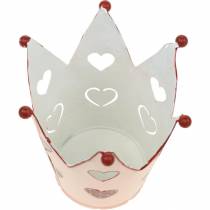 Product Decorative crown, metal lantern, planter for Valentine's Day, metal decoration with a heart