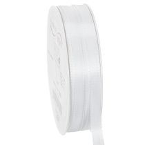 Product Decorative taffeta ribbon, white, 10mm wide, 50m long