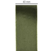 Product Satin ribbon for gift wrapping, taffeta ribbon, green, 40mm wide, 5m long
