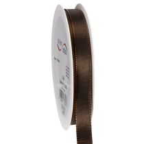 Product Brown taffeta gift ribbon for festive decoration, 15mm wide, 10m long