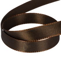 Product Brown taffeta gift ribbon for festive decoration, 15mm wide, 10m long