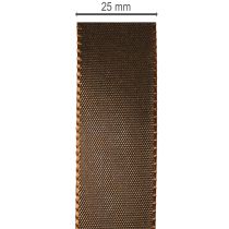 Product Brown taffeta ribbon on a roll, versatile for decoration, 25mm wide, 50m long