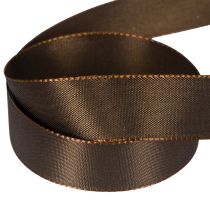 Product Brown taffeta ribbon on a roll, versatile for decoration, 25mm wide, 50m long