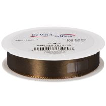 Product Brown taffeta ribbon on a roll, versatile for decoration, 25mm wide, 50m long