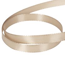 Product Narrow beige gift ribbon, fine ribbon for packaging, 10mm wide, 50m long
