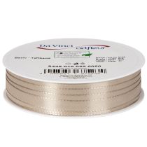 Product Narrow beige gift ribbon, fine ribbon for packaging, 10mm wide, 50m long