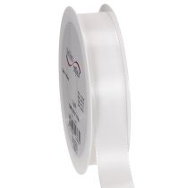 Product Decorative taffeta ribbon, white, 25mm wide, 50m long