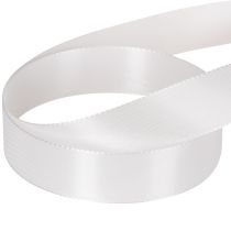 Product Decorative taffeta ribbon, white, 25mm wide, 50m long