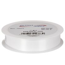 Product Decorative taffeta ribbon, white, 25mm wide, 50m long