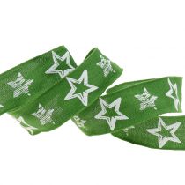 Decorative ribbon jute with star motif green 40mm 15m