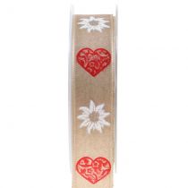 Decorative ribbon with edelweiss nature 25mm 20m