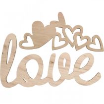Hearts &quot;Love&quot; wooden decoration natural with magnet decoration sign 20.5/25cm 6 pieces