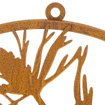 Product Decorative metal ring, weathered steel wall decoration, pine branch Ø38cm