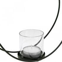 Decorative ring lantern metal candle holder black Ø28.5cm