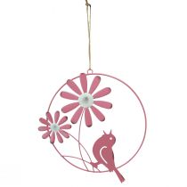 Product Decorative Ring Metal Hanging Decoration Flowers Pink Ø23cm 4 Pcs