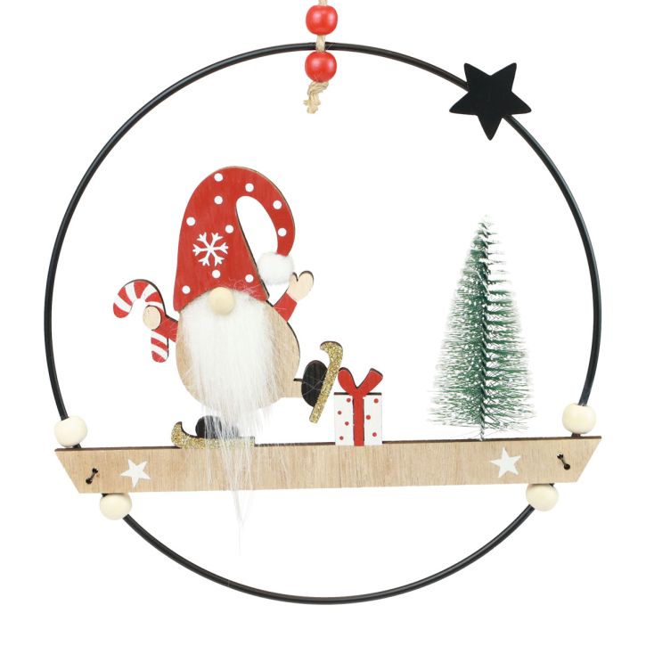 Product Decorative Ring Metal Gnome Decoration Hanger Christmas Ø21.5cm 2 Pcs