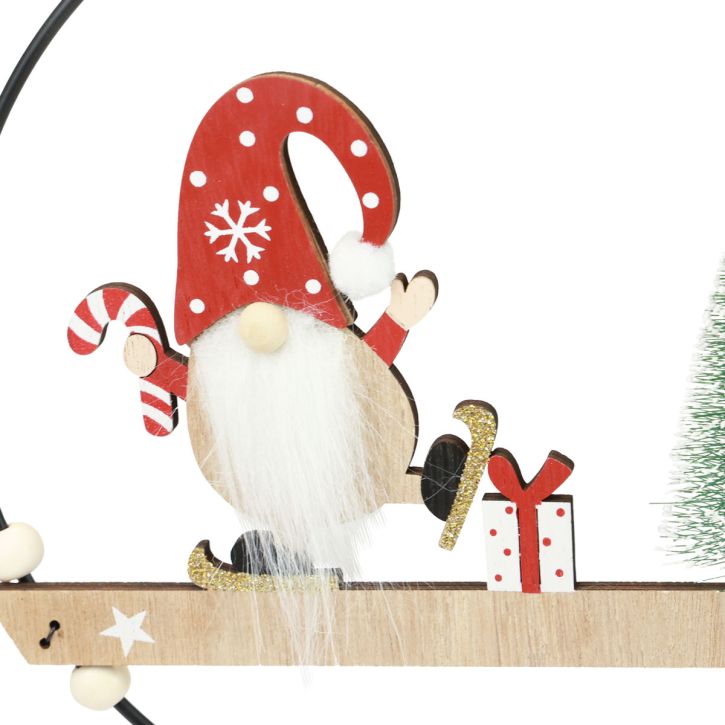 Product Decorative Ring Metal Gnome Decoration Hanger Christmas Ø21.5cm 2 Pcs