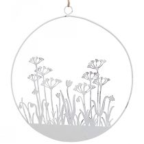 Decorative ring white metal decorative flower meadow spring decoration Ø22cm