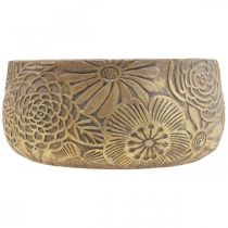 Product Decorative bowl ceramic gold flowers brown Ø23.5cm H11.5cm