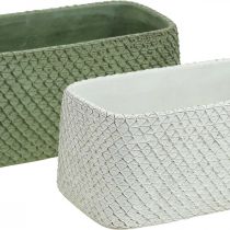 Decorative bowl ceramic green white relief net 23x12.5cm H11cm 2pcs