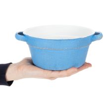 Product Decorative bowl/planter, blue metal, shabby chic decor, Ø17cm, H8.5cm