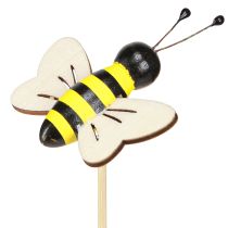 Product Decorative Plug Bees Decoration Wood Black Yellow 6cm H35cm 8 Pcs