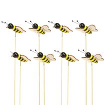 Product Decorative Plug Bees Decoration Wood Black Yellow 6cm H35cm 8 Pcs