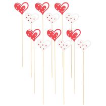 Product Decorative Plugs Hearts Red White Wooden Decoration 7.5×6.5cm 12 pcs