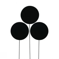 Product Decorative wooden chalkboard stakes, round, black, Ø6cm, L15cm, 12 pieces - Creative decoration for flower arrangements and gifts