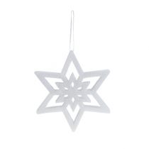 Decorative star white, snow-covered 28cm L40cm 1pce