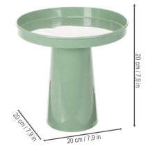 Product Decorative metal plate, green, round base, tray for flower arrangements, 20cm