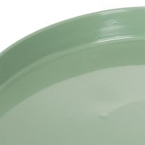 Product Decorative metal plate, green, round base, tray for flower arrangements, 20cm