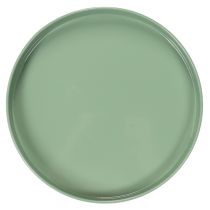 Product Decorative metal plate, green, round base, tray for flower arrangements, 20cm