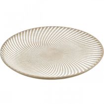 Product Decorative plate round white brown grooves table decoration Ø35cm H3cm