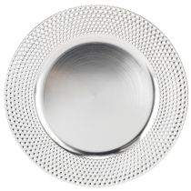 Product Decorative plate round plastic decorative plate silver Ø33cm