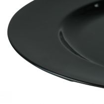 Product Decorative plate black flat glossy plastic Ø28cm H2cm